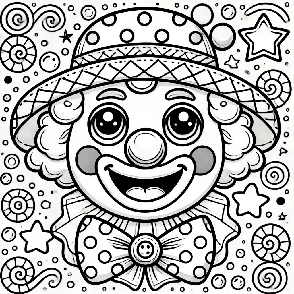 Clown Gesicht Ausmalbild - 1